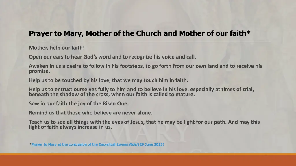 prayer to mary mother of the church and mother