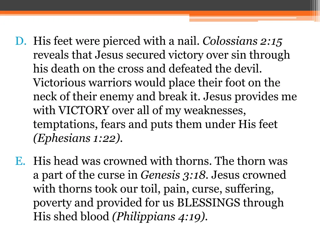 d his feet were pierced with a nail colossians