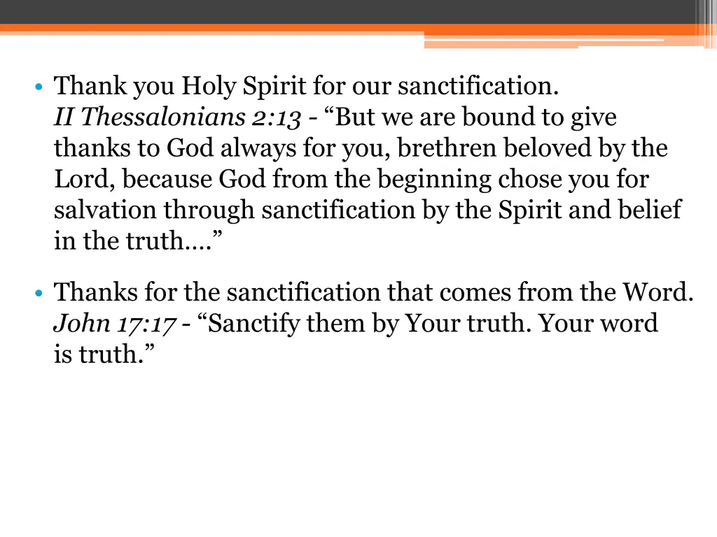 thank you holy spirit for our sanctification