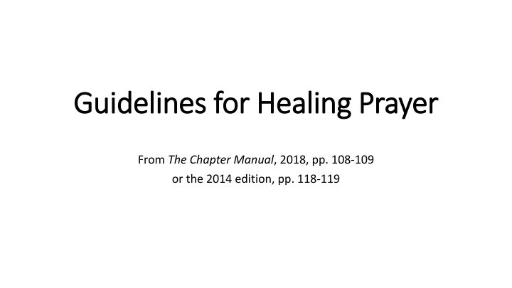 guidelines for healing prayer guidelines