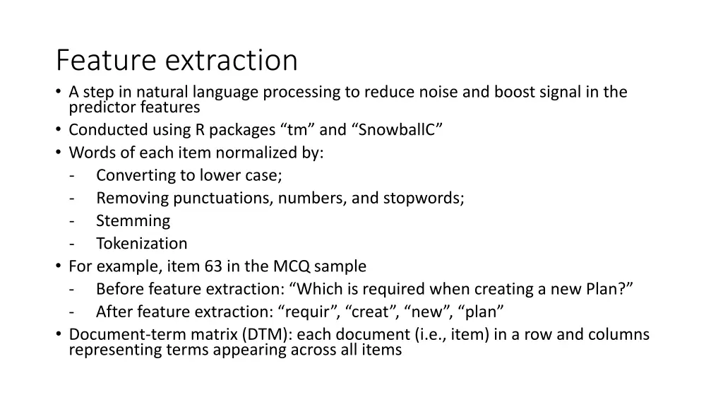 feature extraction a step in natural language