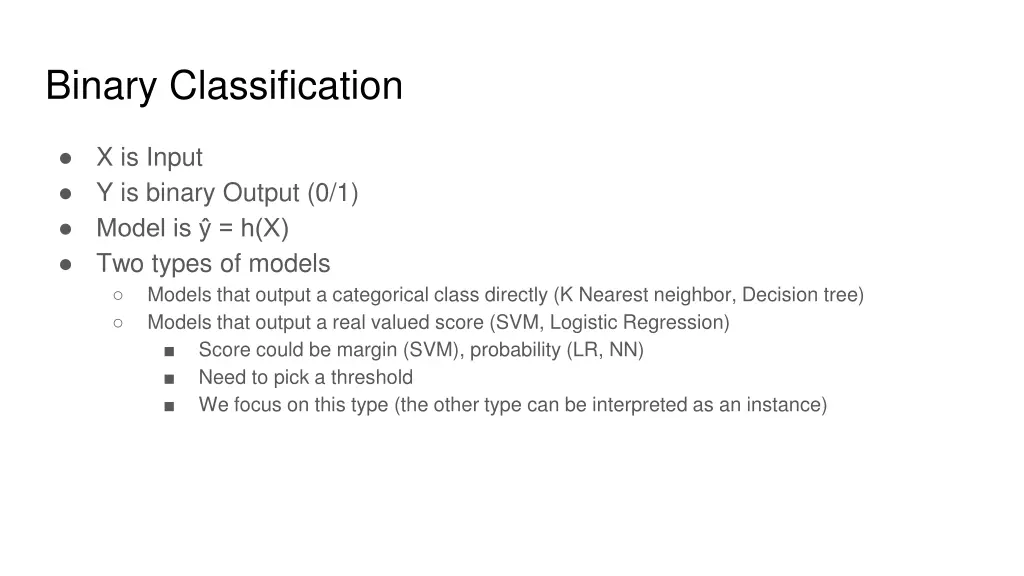 binary classification