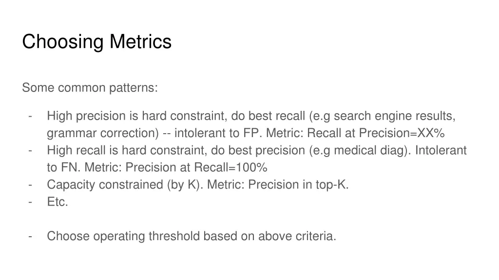 choosing metrics