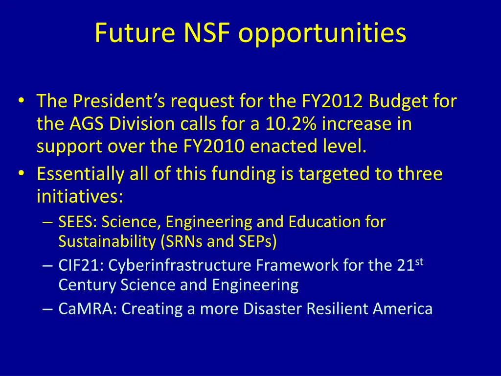 future nsf opportunities