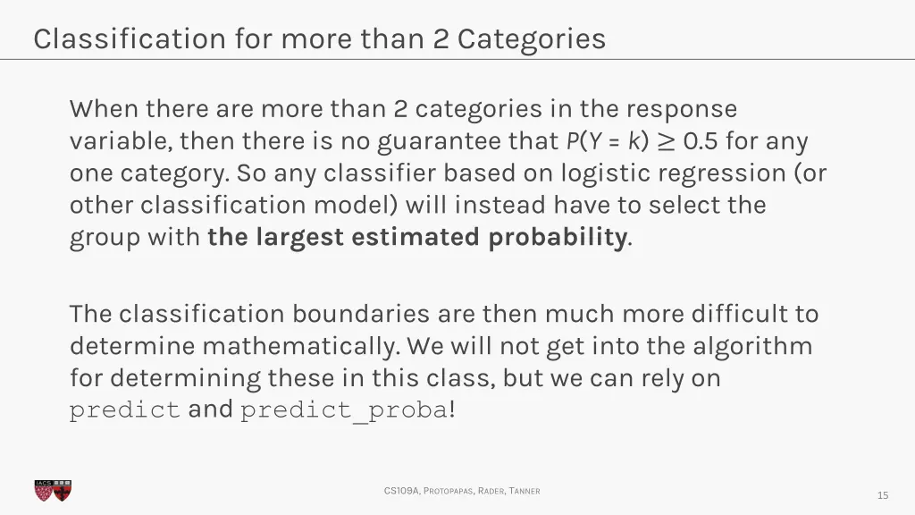 classification for more than 2 categories