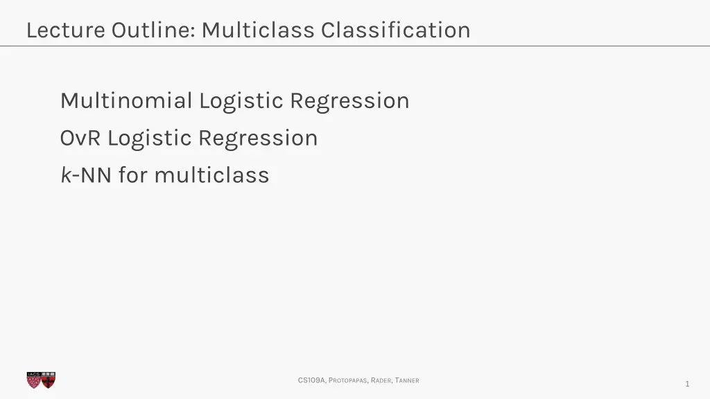 lecture outline multiclass classification