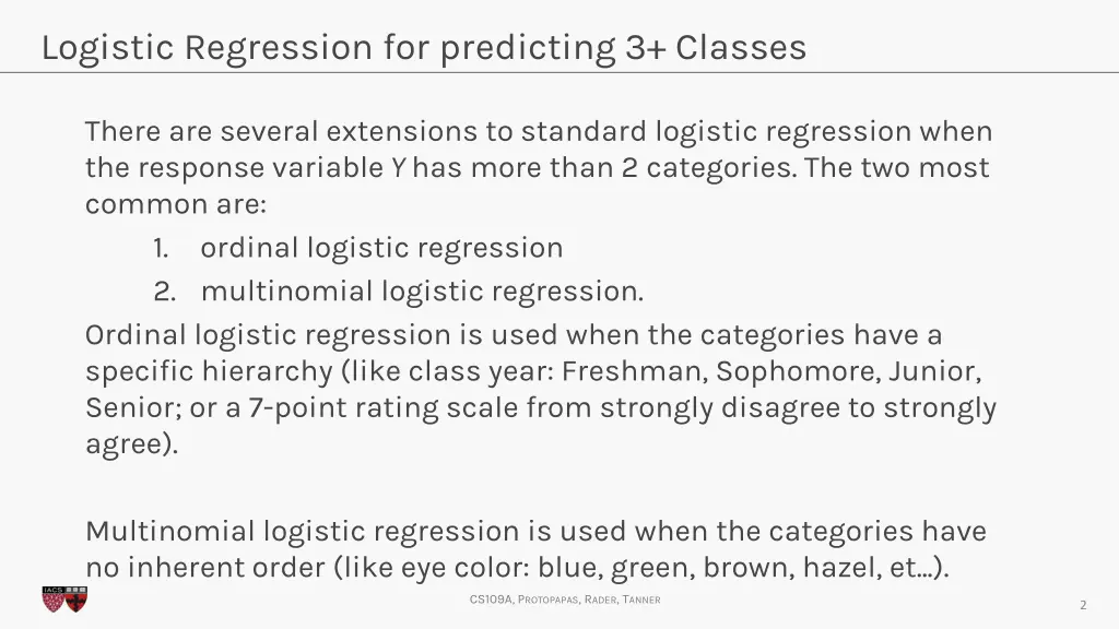 logistic regression for predicting 3 classes