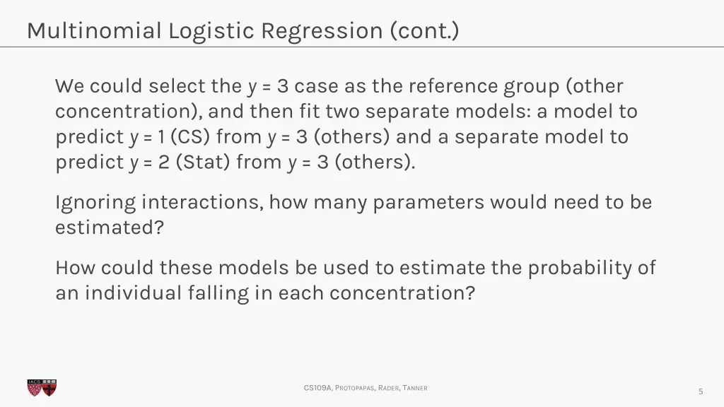 multinomial logistic regression cont