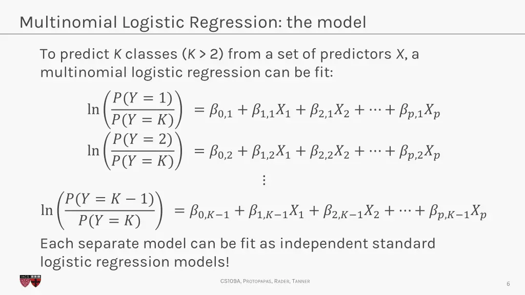 multinomial logistic regression the model