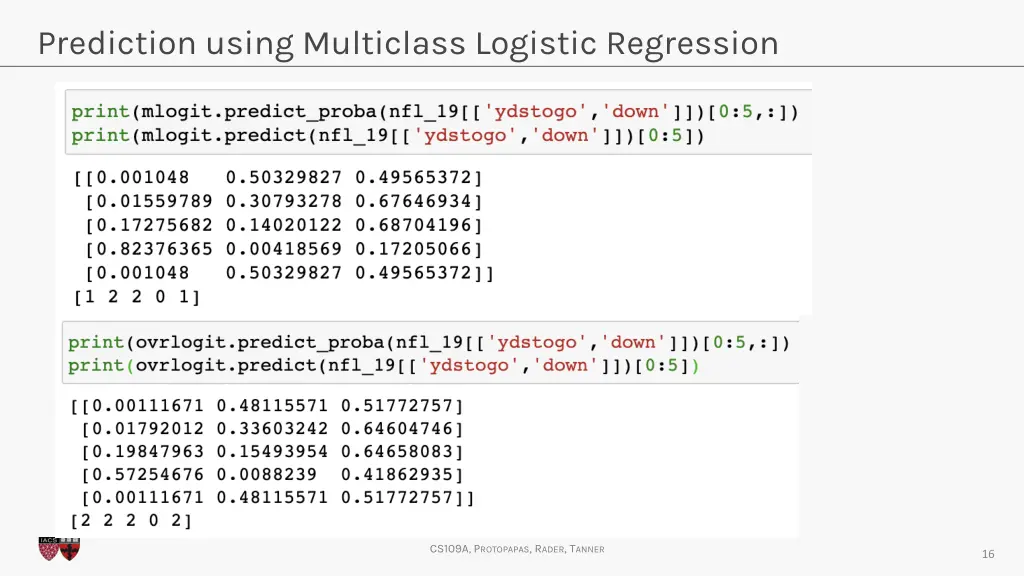 prediction using multiclass logistic regression