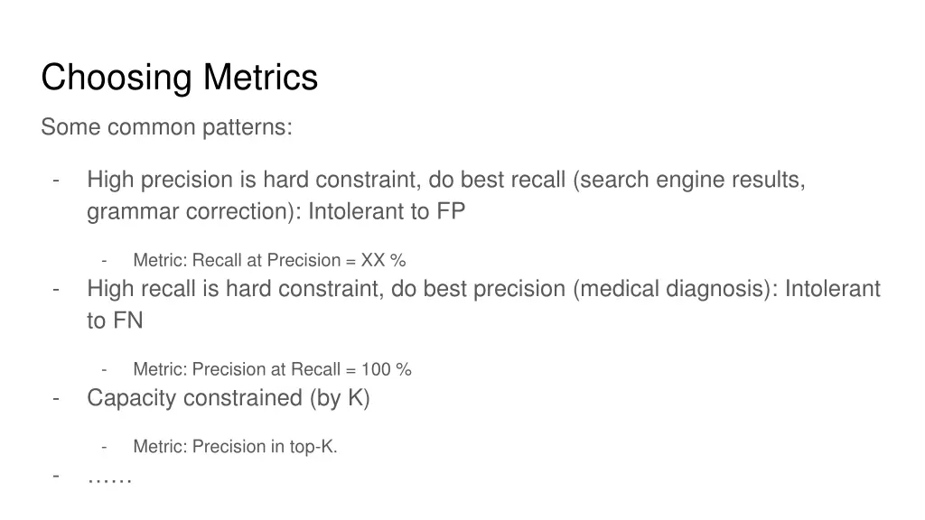 choosing metrics