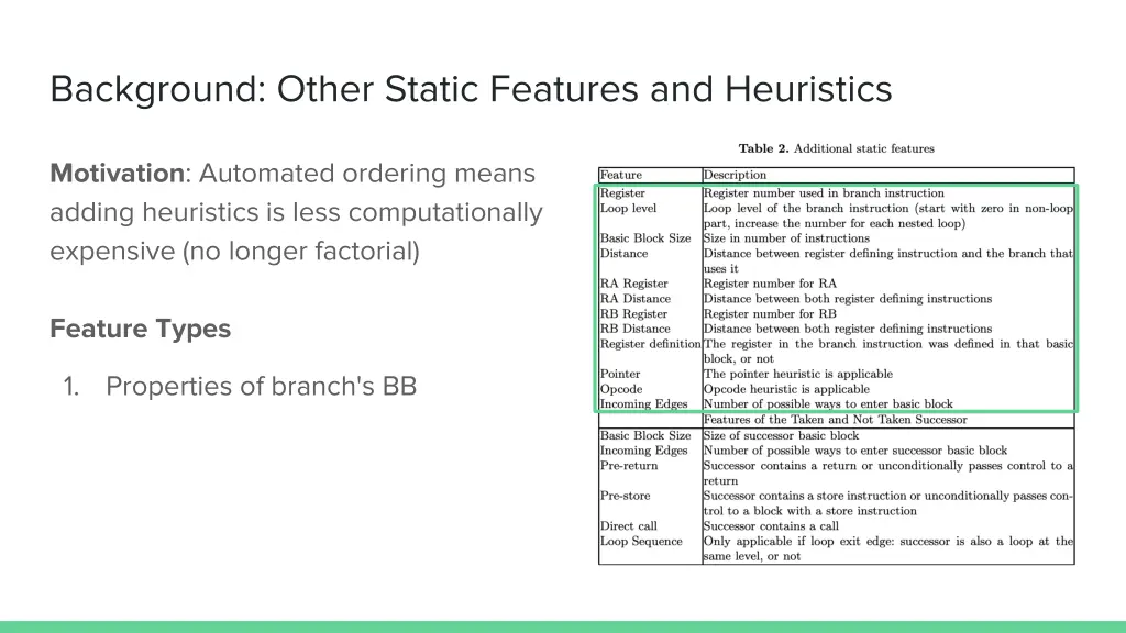 background other static features and heuristics 1