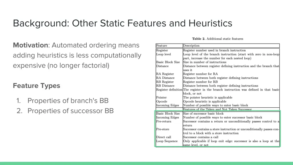 background other static features and heuristics 2