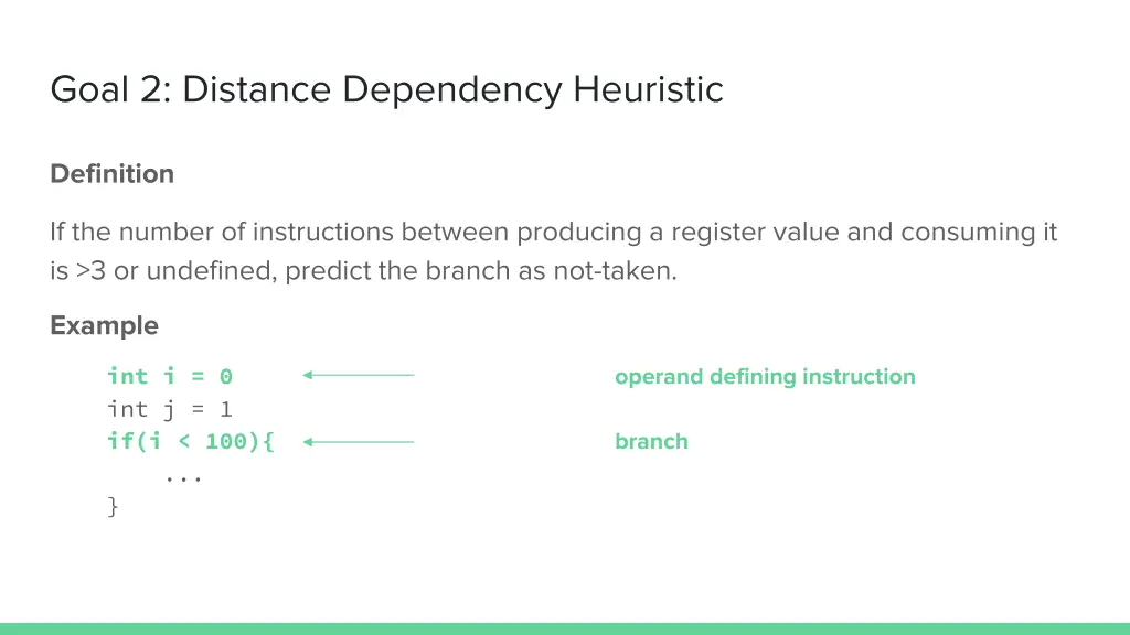 goal 2 distance dependency heuristic 2