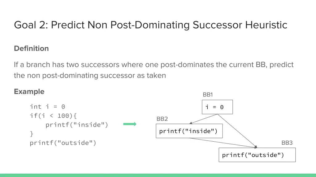 goal 2 predict non post dominating successor 2