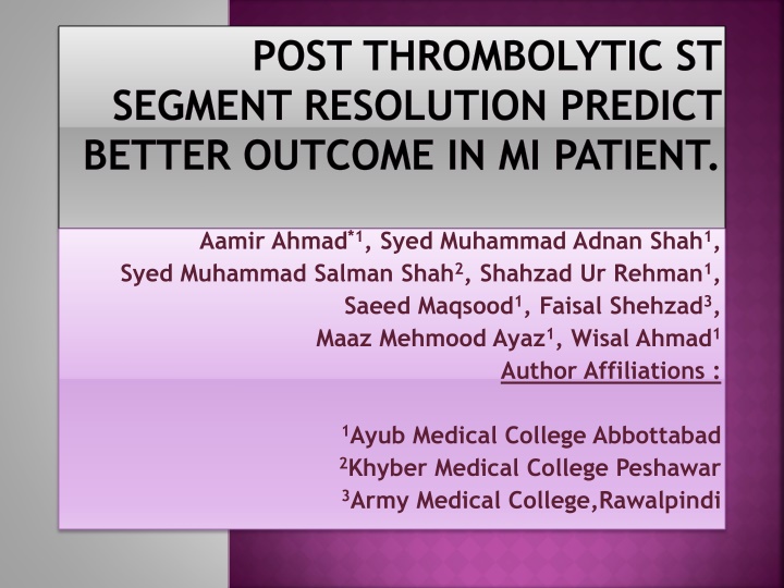 post thrombolytic st segment resolution predict