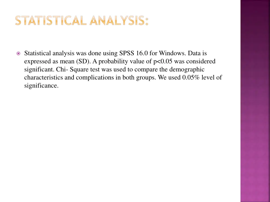 statistical analysis