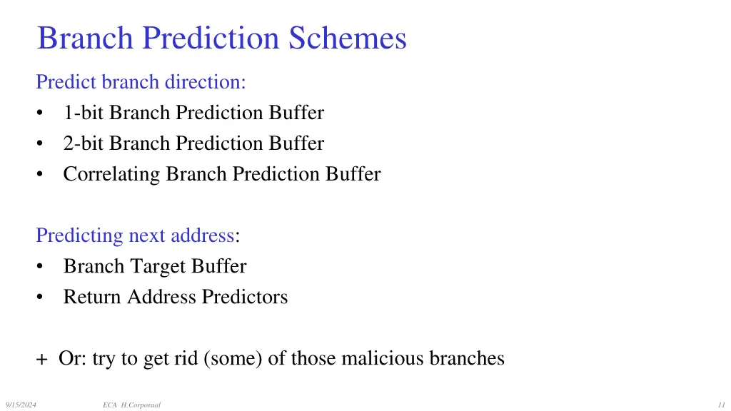 branch prediction schemes