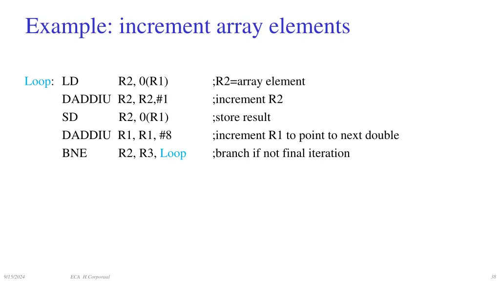 example increment array elements