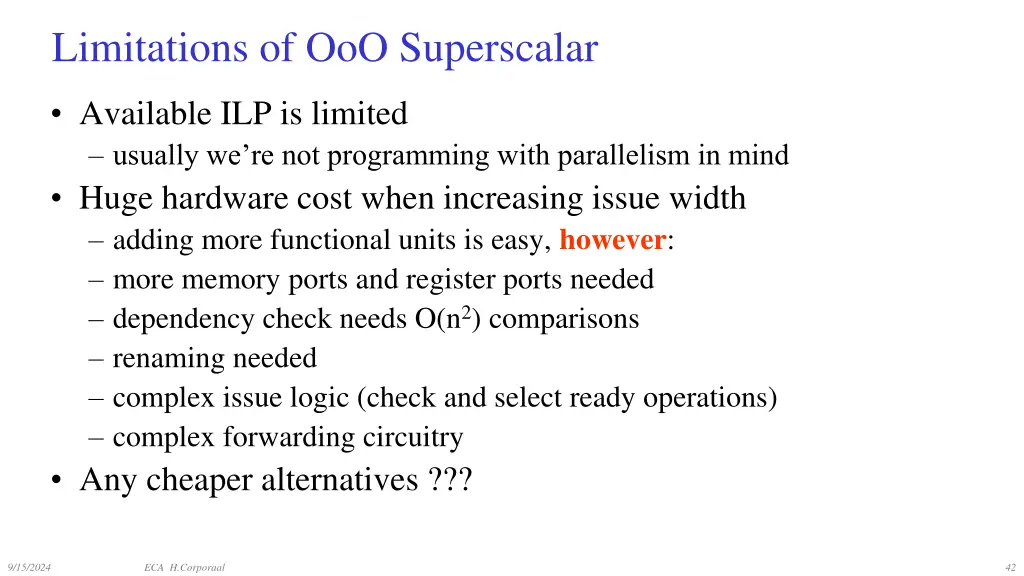 limitations of ooo superscalar