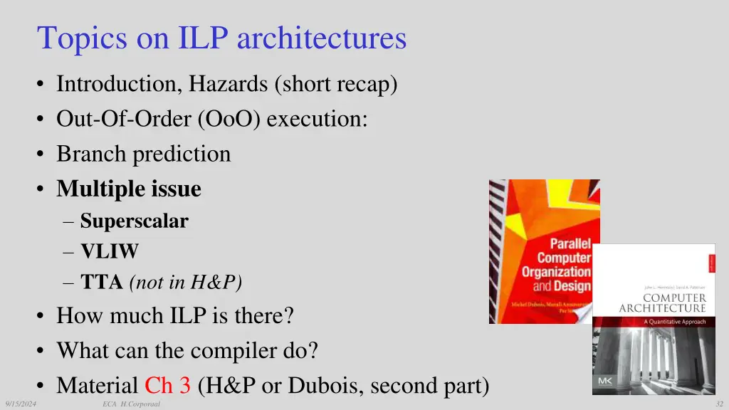 topics on ilp architectures 2