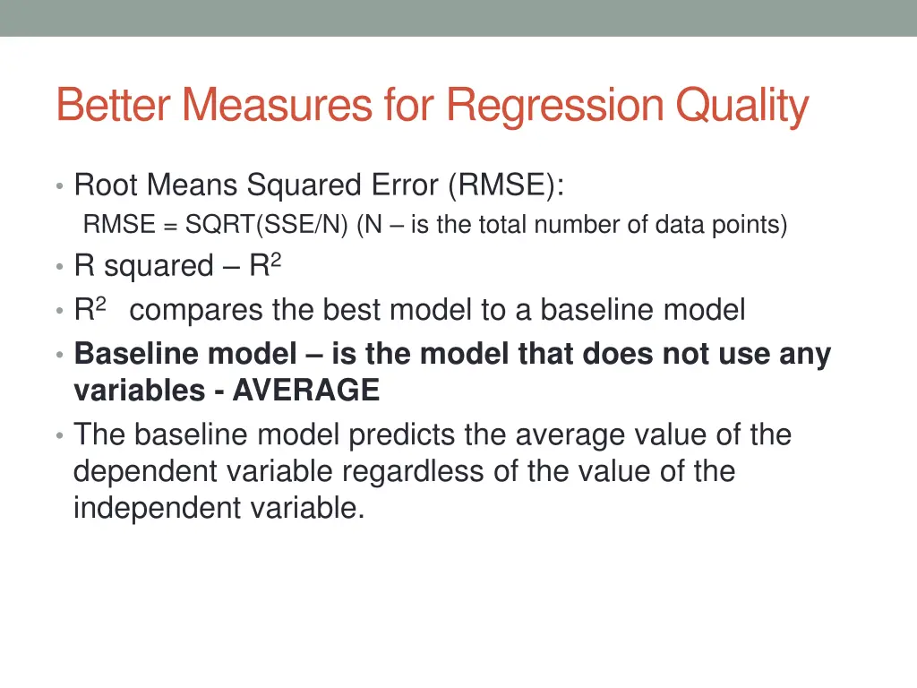 better measures for regression quality