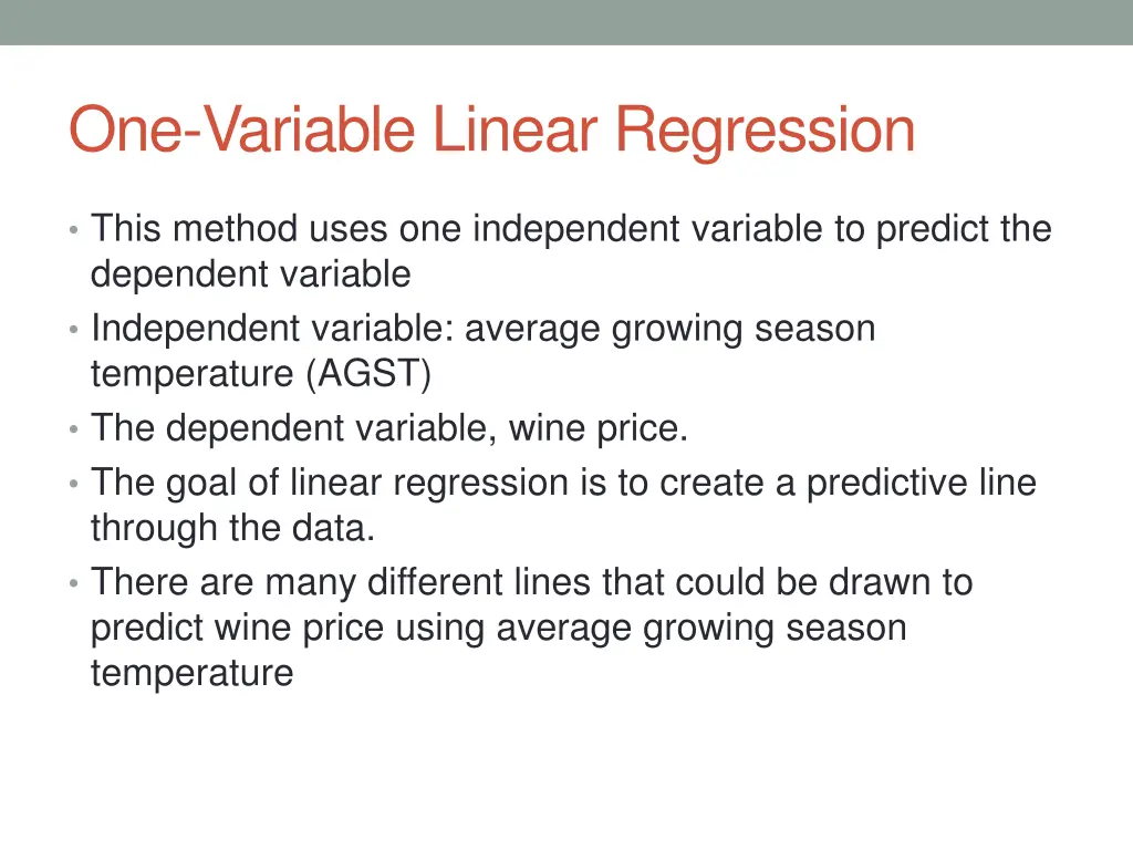 one variable linear regression