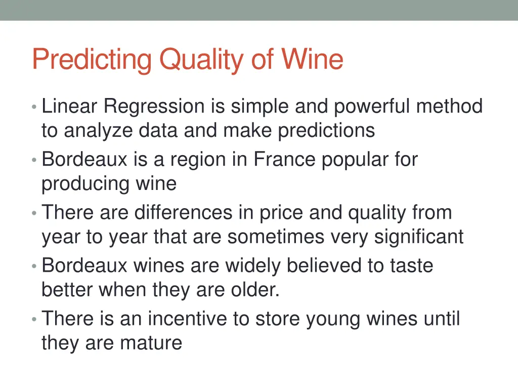 predicting quality of wine