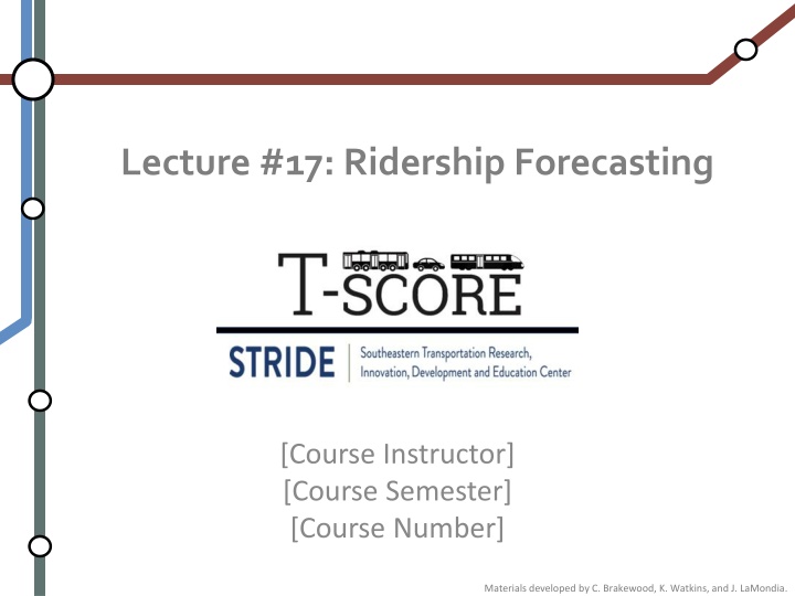 lecture 17 ridership forecasting