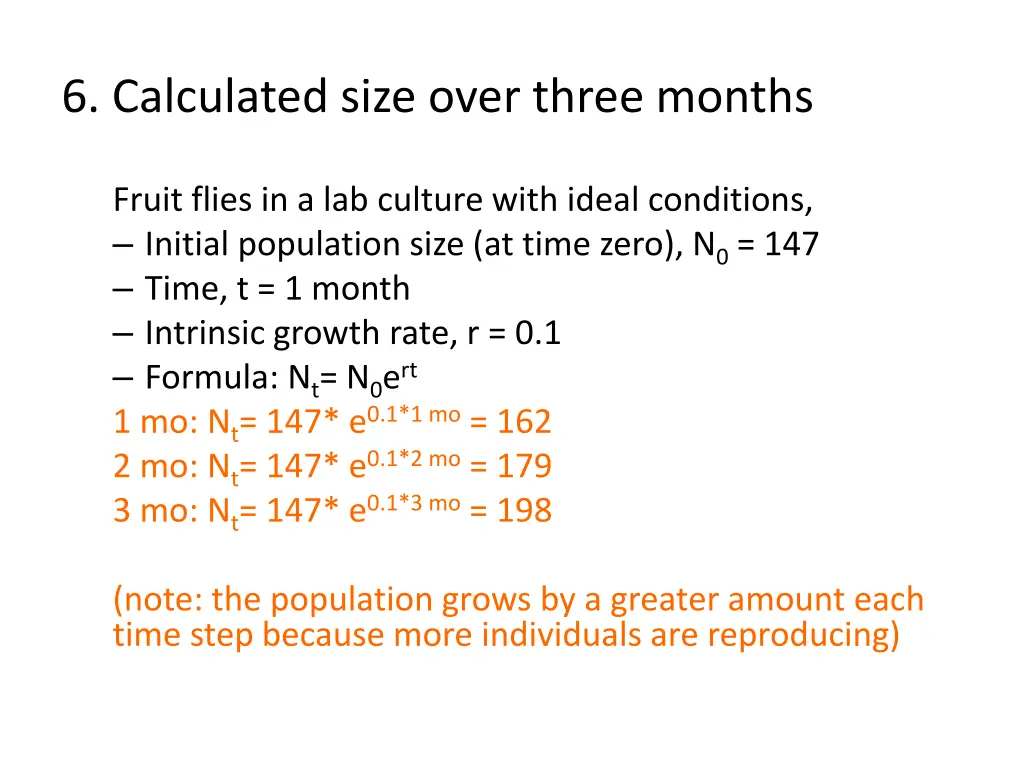 6 calculated size over three months 1