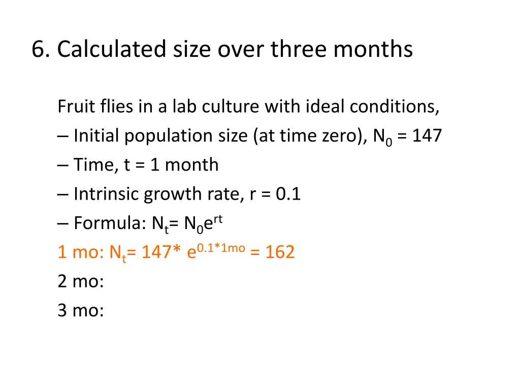 6 calculated size over three months