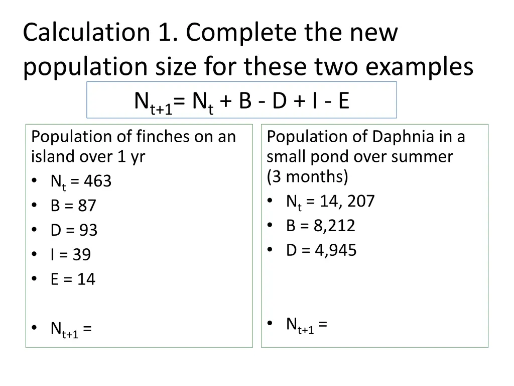 calculation 1 complete the new population size