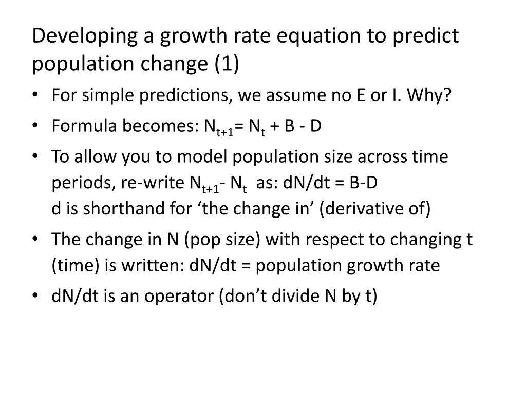 developing a growth rate equation to predict