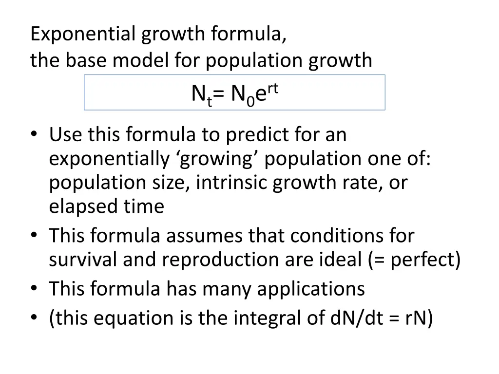 exponential growth formula the base model