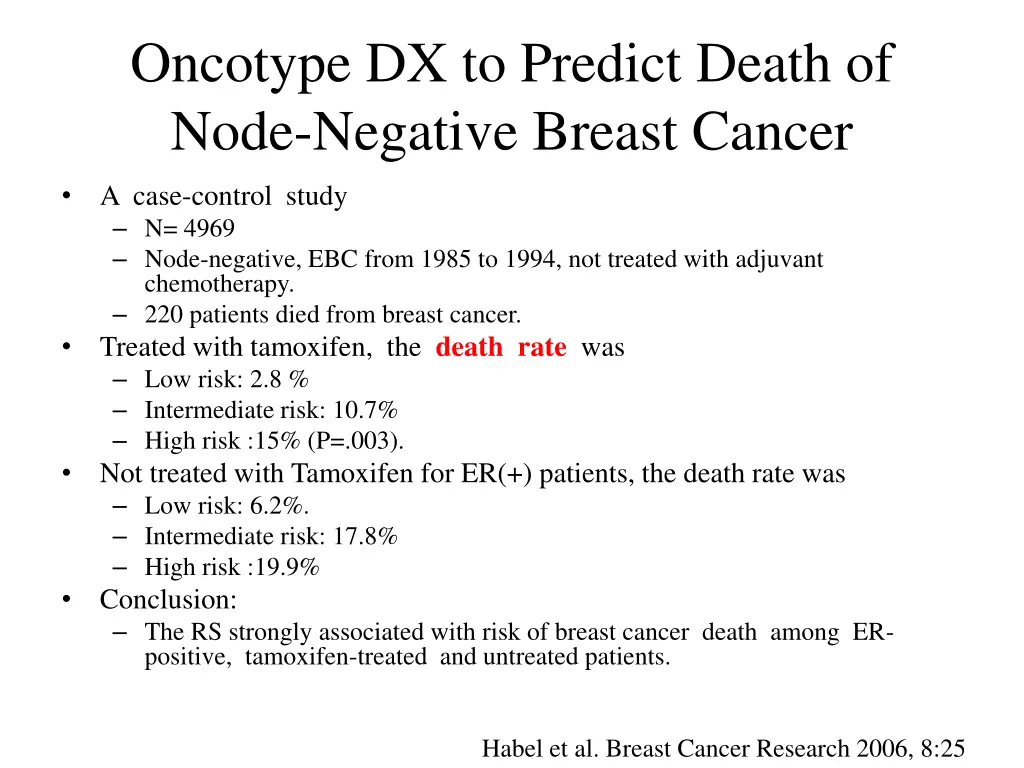 oncotype dx to predict death of node negative