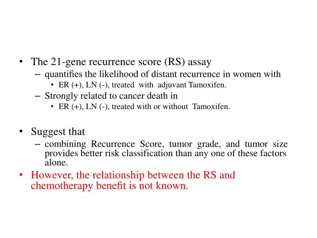 the 21 gene recurrence score rs assay quantifies