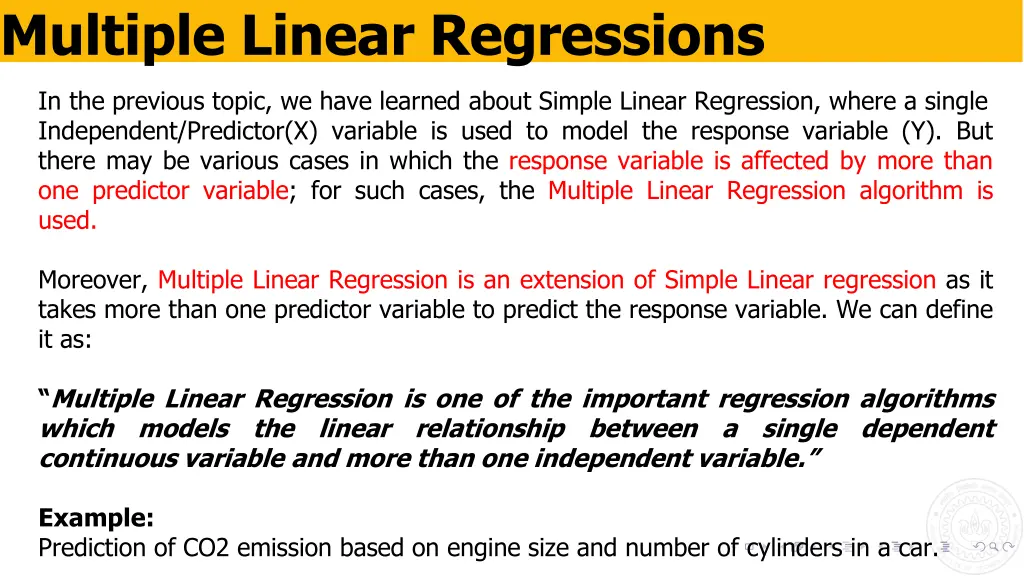 multiple linear regressions