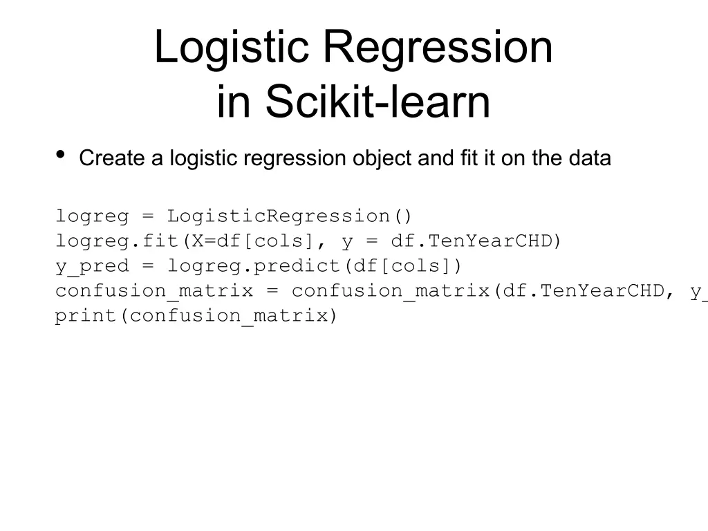 logistic regression in scikit learn create