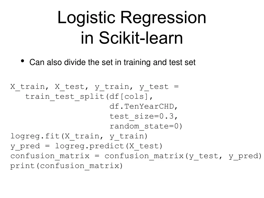 logistic regression in scikit learn