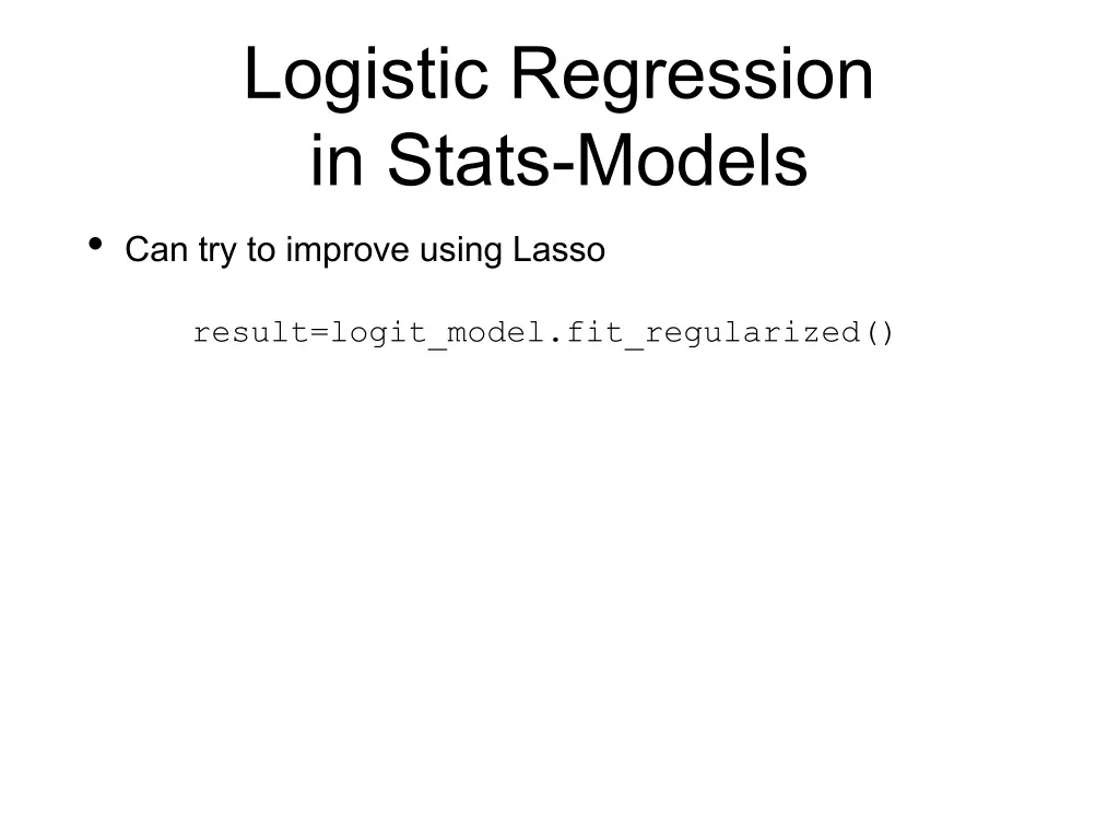 logistic regression in stats models