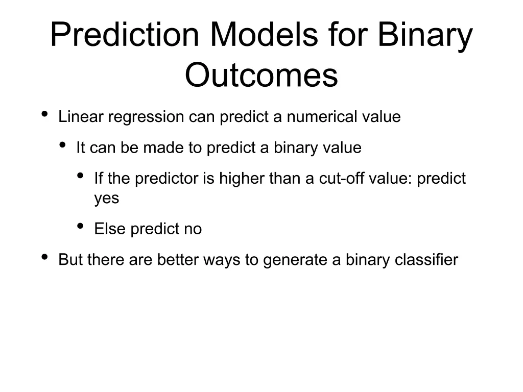 prediction models for binary outcomes linear 1