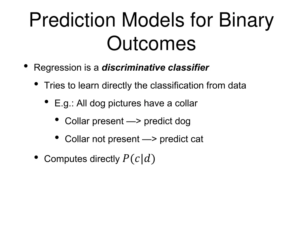 prediction models for binary outcomes regression