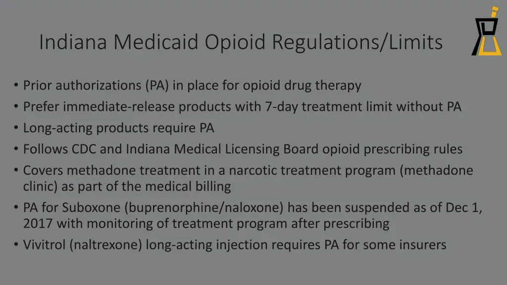 indiana medicaid opioid regulations limits