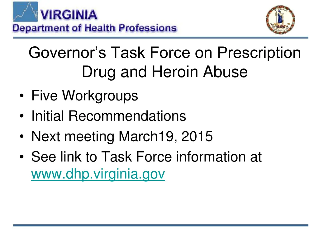 governor s task force on prescription drug