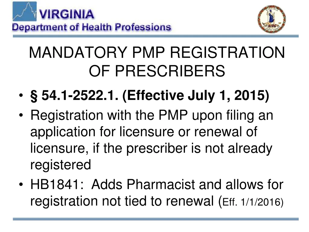 mandatory pmp registration of prescribers