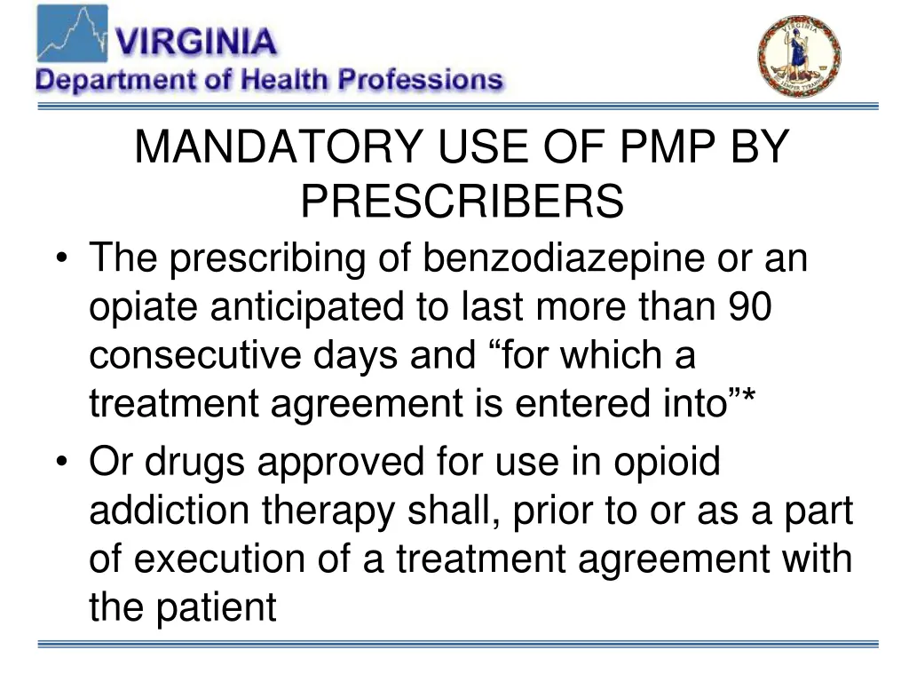 mandatory use of pmp by prescribers