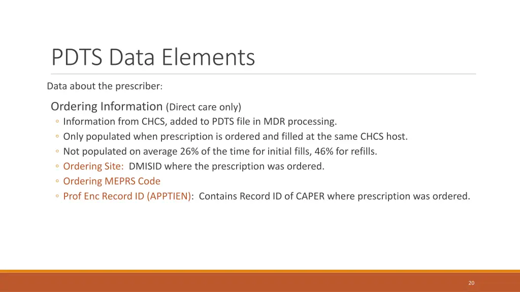 pdts data elements 6