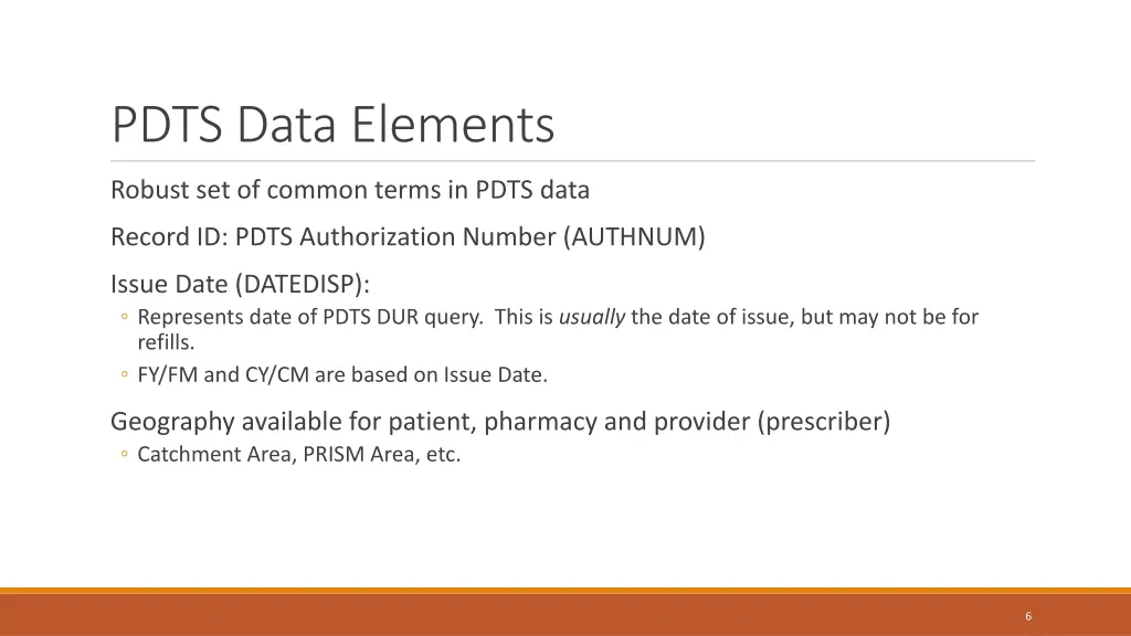 pdts data elements