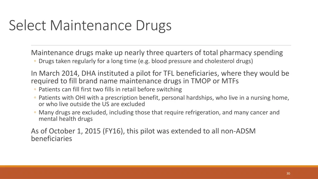 select maintenance drugs