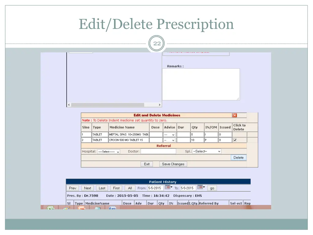 edit delete prescription